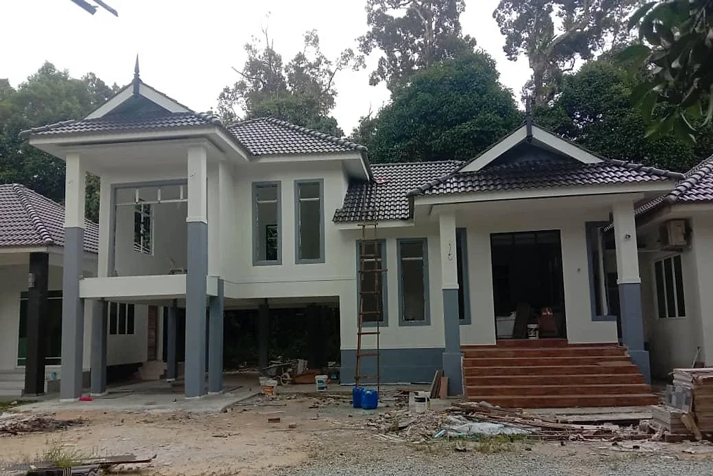 Painted white and grey